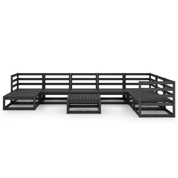 vidaXL 9-tlg. Garten-Lounge-Set Schwarz Massivholz Kiefer