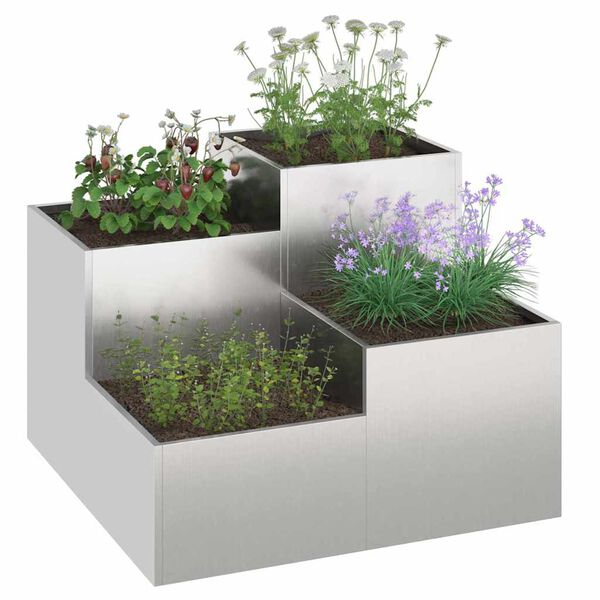 vidaXL Gartenblumentopf Silber 100 x 100 x 60 cm Edelstahl