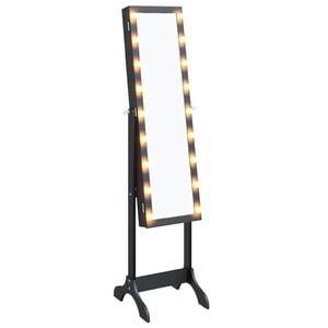 vidaXL Standspiegel mit LED Schwarz 34x37x146 cm