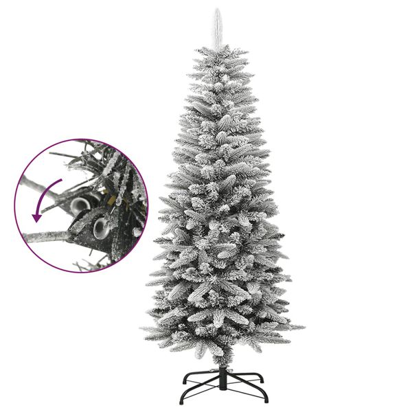 vidaXL Künstlicher Weihnachtsbaum Schlank mit Schnee 120 cm PVC & PE