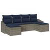 vidaXL Garten-Sofa-Set 6 pcs Grau und Marineblau Poly-Rattan
