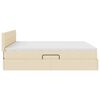 vidaXL Bett mit LED-Lichtleisten mit Kopfteil Creme 180 x 200 cm Stoff
