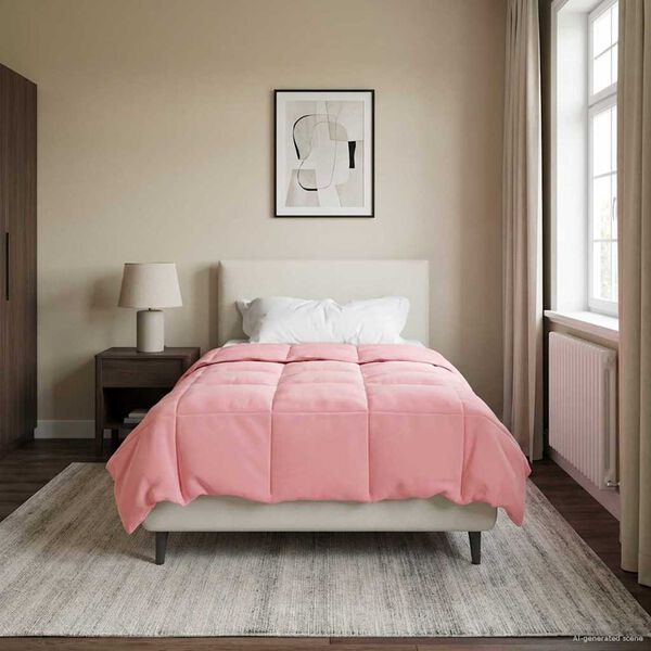 vidaXL Ganzjahresbettdecke Gepolstert Rosa 155 x 200 cm Mikrofaser