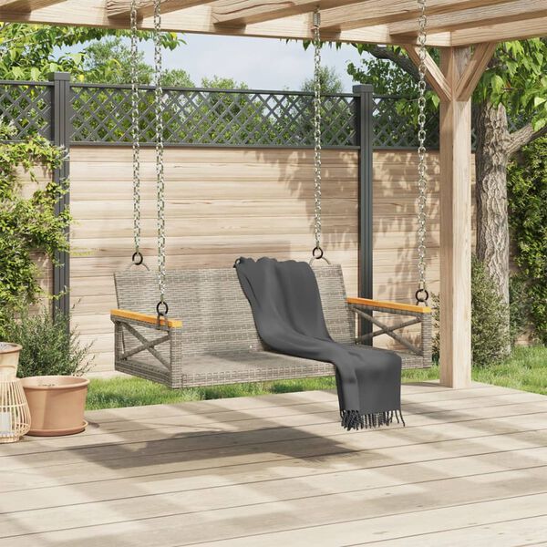 vidaXL H&auml;ngebank Grau 109x62x40 cm Poly Rattan