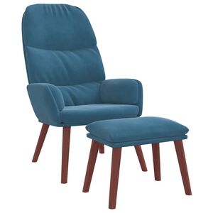 vidaXL Relaxsessel mit Hocker Blau Samt