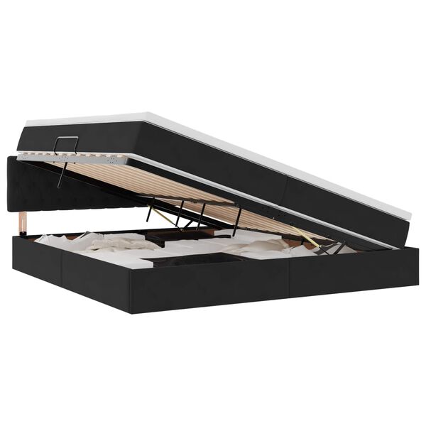 vidaXL Bett mit LED-Lichtleisten Schwarz 200 x 200 cm Samt