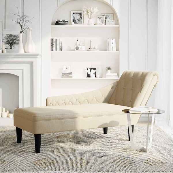 vidaXL Chaiselongue mit Kissen und Rechter Armlehne Creme Stoff