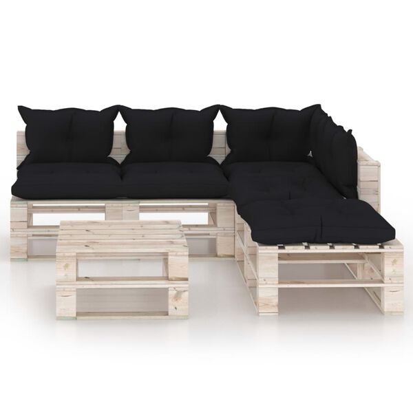 vidaXL 6-tlg. Garten-Lounge-Set aus Paletten mit Kissen Kiefernholz