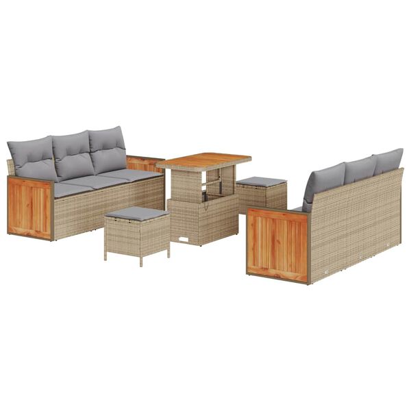 vidaXL Gartensofa-set mit Kissen 9 pcs Beige und Hellgrau