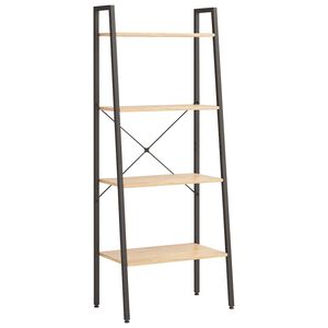 vidaXL Standregal 4 B&ouml;den Hellbraun und Schwarz 56x35x140 cm