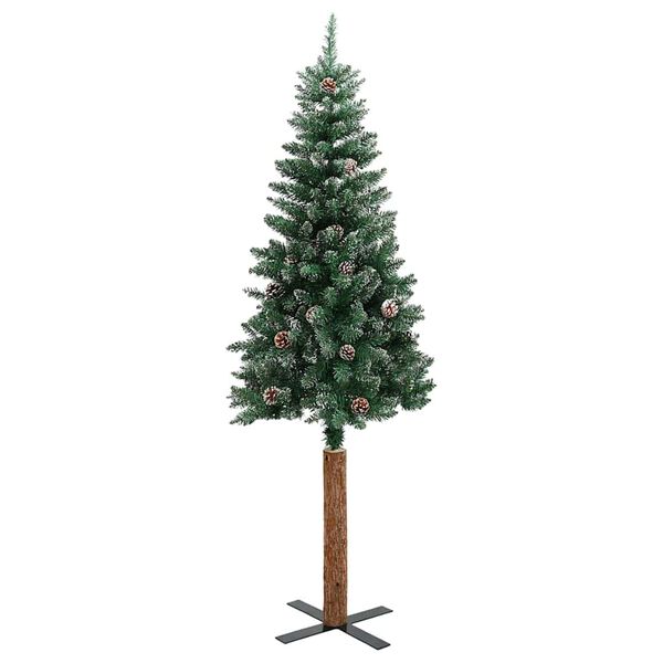 vidaXL Schlanker Weihnachtsbaum mit 300 LEDs mit St&auml;nder Gr&uuml;n 210 cm