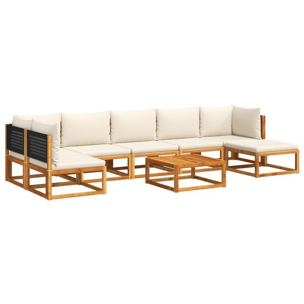 vidaXL 8-tlg. Gartensofa-Set mit Kissen Holz Akazie & Rattan
