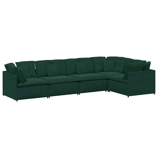 vidaXL Modulares Sofa mit Kissen Samt Dunkelgr&uuml;n