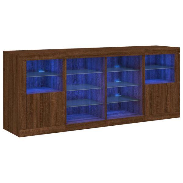 vidaXL Sideboard mit LED-Leuchten Braun Eichen-Optik 163x37x67 cm