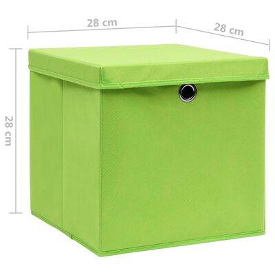 vidaXL Aufbewahrungsboxen mit Deckeln 10 Stk. 28x28x28 cm Grün