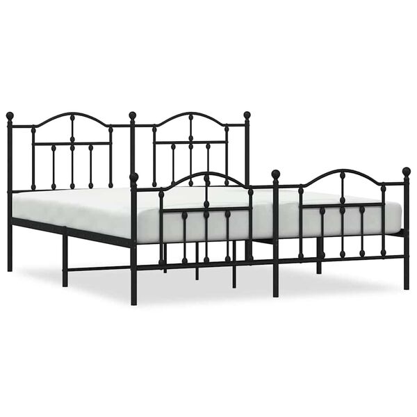vidaXL Metallbett ohne Matratze mit Fu&szlig;teil Schwarz 160x200 cm