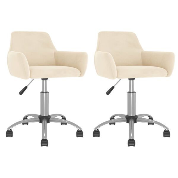 vidaXL Esszimmerst&uuml;hle 2 Stk. Drehbar Creme Samt