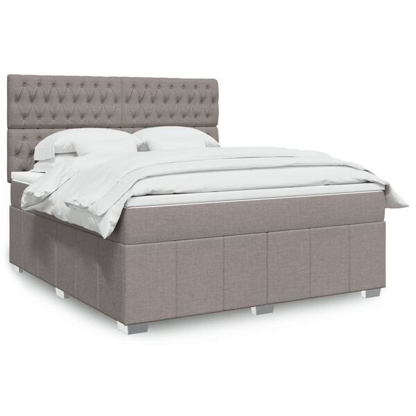 vidaXL Boxspringbett mit Matratze Taupe 180x200 cm Stoff