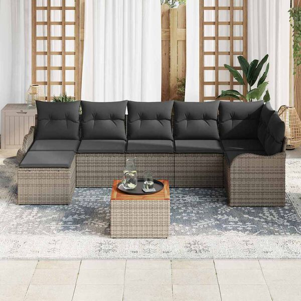 vidaXL Gartensofa-set mit Speicher 8 pcs Grau Poly-Rattan
