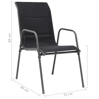 vidaXL Stapelbare Gartenstühle 4 Stk. Stahl und Textilene Schwarz