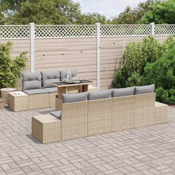 vidaXL Gartensofa-set mit Kissen 8 pcs Beige und Hellgrau