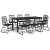 vidaXL 9-tlg. Garten-Essgruppe Schwarz PVC Rattan
