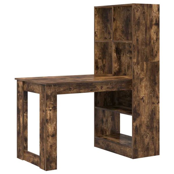vidaXL Schreibtisch Geräucherte Eiche 122 x 67 x 145 cm Holzwerkstoff