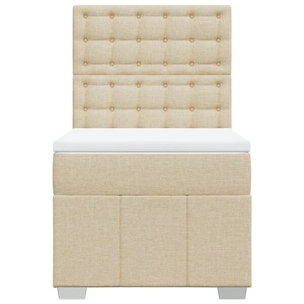 vidaXL Boxspringbett mit Matratze Creme 90x200 cm Stoff