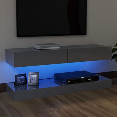 vidaXL TV-Schrank mit LED-Leuchten Hochglanz-Grau 120x35cm