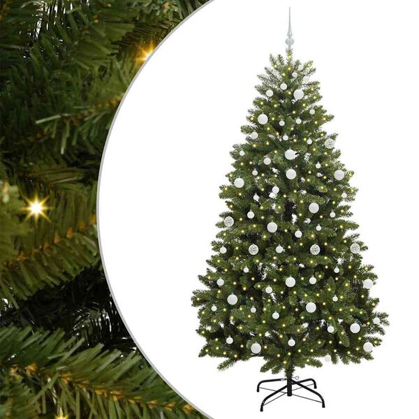 vidaXL K&uuml;nstlicher Weihnachtsbaum Gr&uuml;n 210 cm PVC und Metall