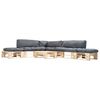 vidaXL 6-tlg. Paletten-Lounge-Set mit Kissen in Grau Holz