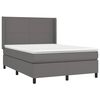 vidaXL Boxspringbett mit Matratze & LED Grau 140x200 cm Kunstleder
