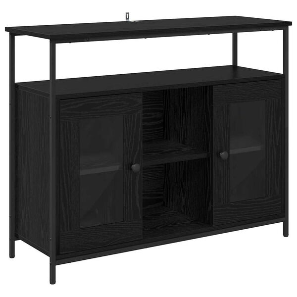 vidaXL Sideboard Schwarz Eichen-Optik 100 x 35 x 80 cm Holzwerkstoff