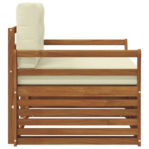 vidaXL Outdoor-Sofagarnitur Massives Akazienholz und Polyester Natur