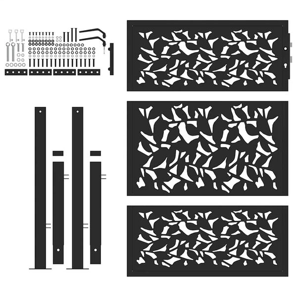 vidaXL Gartentor Schwarz 100x125 cm Stahlblatt-Design