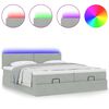 vidaXL Ottoman-Bett mit Matratzen & LEDs Hellgrau 200x200 cm Samt