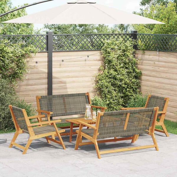 vidaXL Gartenstühle mit Tisch 5 pcs Grau 90 x 45 x 40 cm