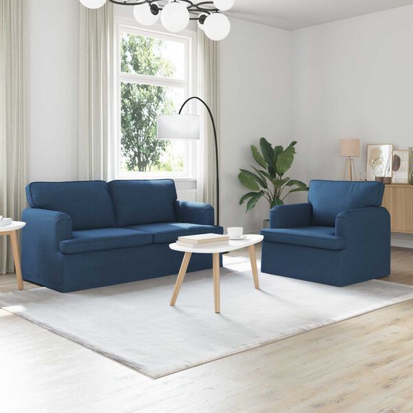 vidaXL Sofa 140cm 2 pcs Blau Metall