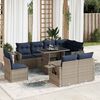 vidaXL 9-tlg. Garten-Sofagarnitur mit Kissen Grau Poly Rattan