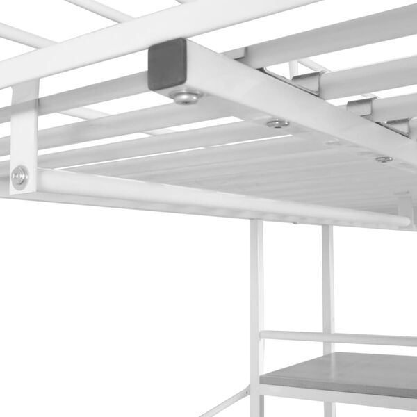 vidaXL Hochbett mit Schreibtisch Wei&szlig; & Braun Metall 90&times;200 cm