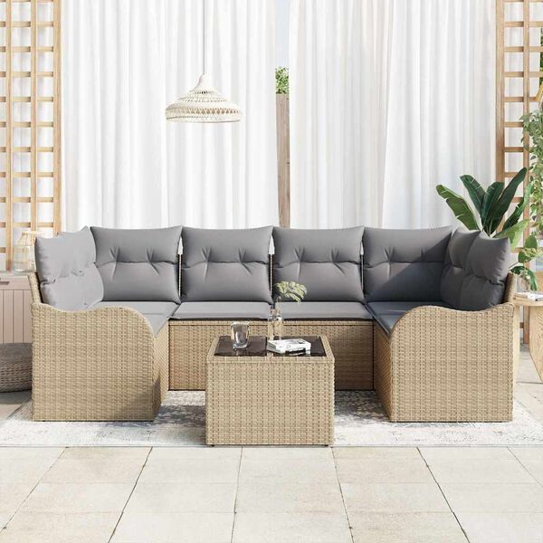 vidaXL Gartensofa-set Beige 55 x 55 x 37 cm Poly-Rattan