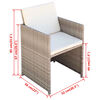 vidaXL 13-tlg. Garten-Essgruppe mit Auflagen Poly Rattan Beige