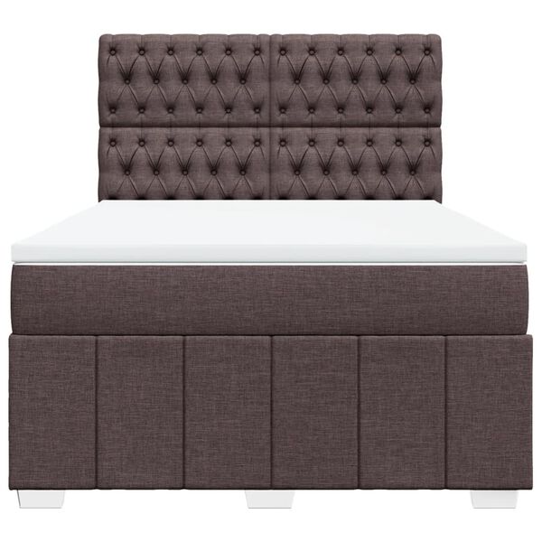 vidaXL Boxspringbett mit Matratze Dunkelbraun 140x190 cm Stoff