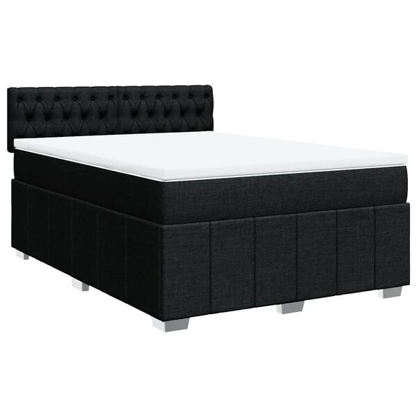 vidaXL Boxspringbett mit Matratze Schwarz 140x190 cm Stoff