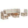vidaXL Outdoor-Sofagarnitur 7 pcs Nat&uuml;rlich und Cremwei&szlig; Polyester