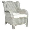 vidaXL Sessel mit Kissen Grau Nat&uuml;rliches Rattan und Leinen