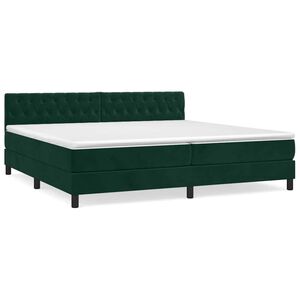 vidaXL Boxspringbett mit Matratze Dunkelgr&uuml;n 200x200 cm Samt