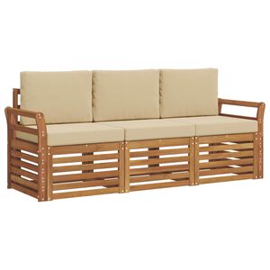 vidaXL Sofagarnituren 3 pcs Natur und Beige Massivholz Akazie