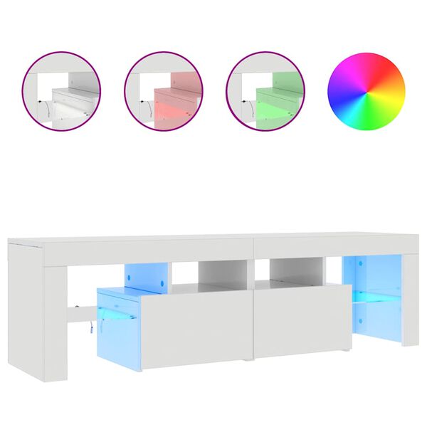 vidaXL TV-Schrank mit LED-Beleuchtung Hochglanz-Wei&szlig; 140x36,5x40 cm