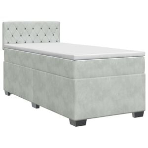 vidaXL Boxspringbett mit Matratze Hellgrau 80 x 200 cm Samt